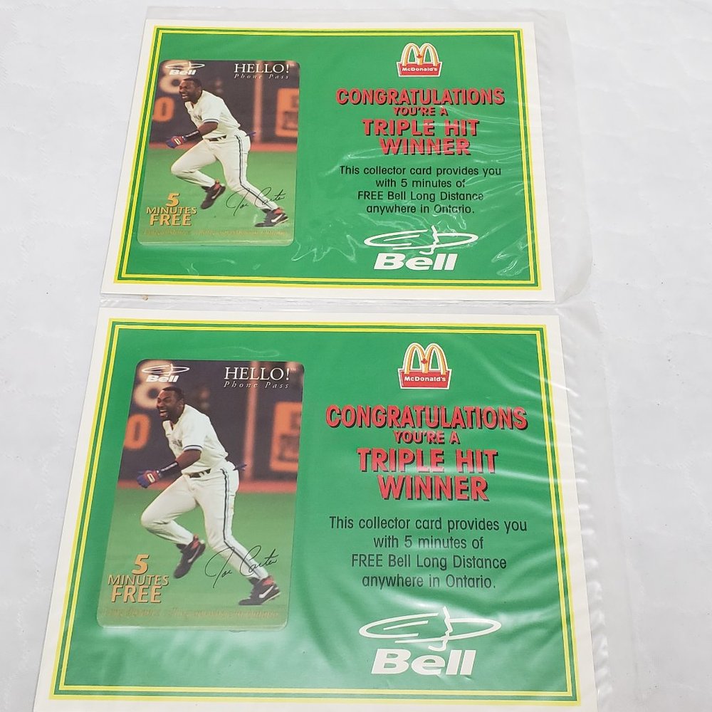 McDonald's Bell Phone Cards Joe Carter MLB